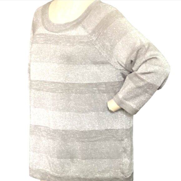 Vintage SAG HARBOR Woman Silver Metallic Striped Tunic Top Plus Sz 1X #184H - Picture 7 of 10